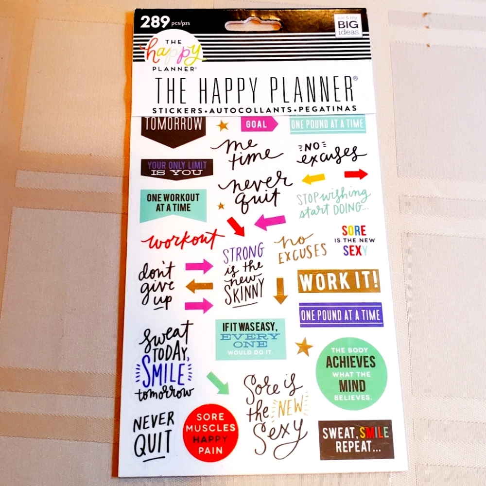 3/$30 NWT The Happy Planner FITNESS WELLNESS MOTIVATION Stickers 289 Pcs